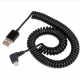 USB 2.0 to MicroUSB (angled) Spiral Cable, up to 2 m